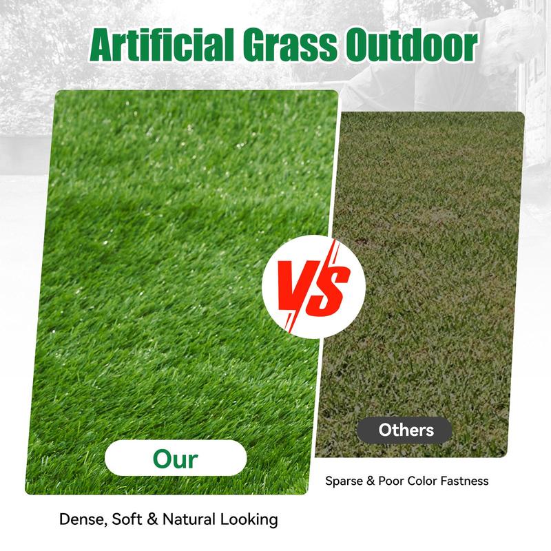 1.38" Artificial Grass Turf Lawn Mat for Pets - Realistic Synthetic Mat with Drainage Holes for Outdoor Use - Durable Rug for Dogs Cats & Festive Decor