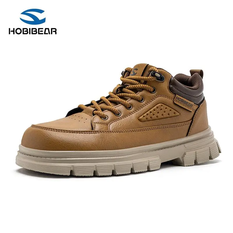 HOBIBEAR Unisex Minimalist Leather Barefoot Boots, Wide Toe Box Zero Drop High Top Walking & Hiking Boots for Men Women, Wide Feet Shoes
