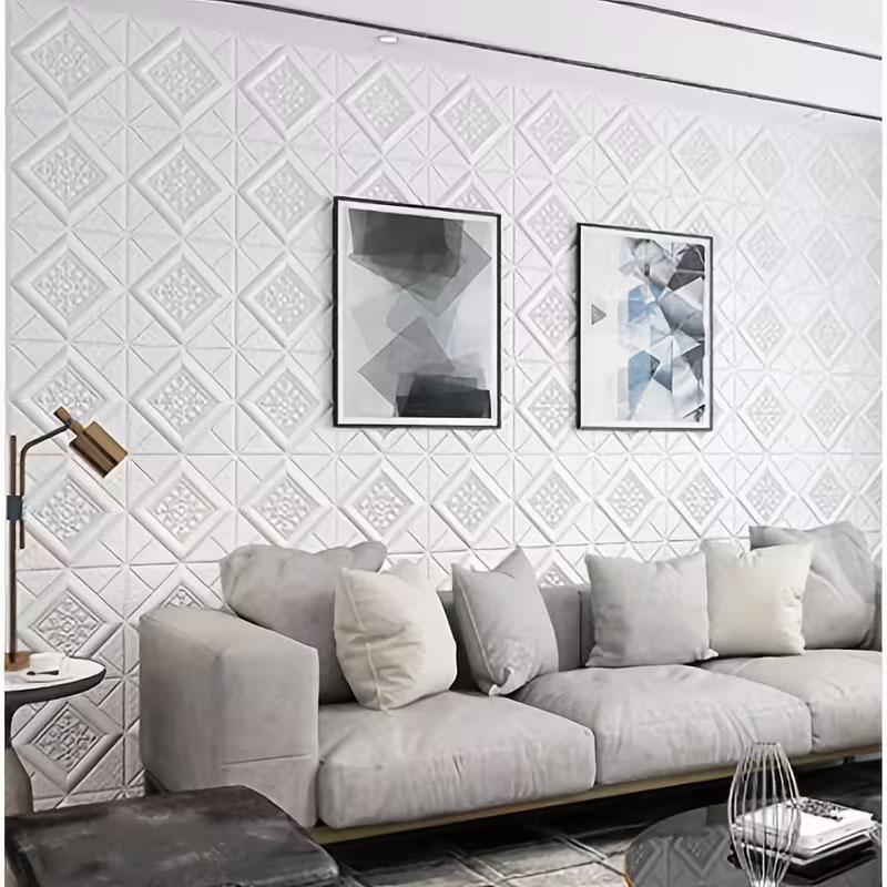 30pcs  Embossed Self-Adhesive Ceiling Tiles - Waterproof Self-Adhesive Fancy Pattern Wall Stickers, Removable Damage-Free Peel and Stick Wallpaper, Suitable for Living Bedroom Kitchen Ceiling Decoration, 13.78 Inches X 13.78 Inches