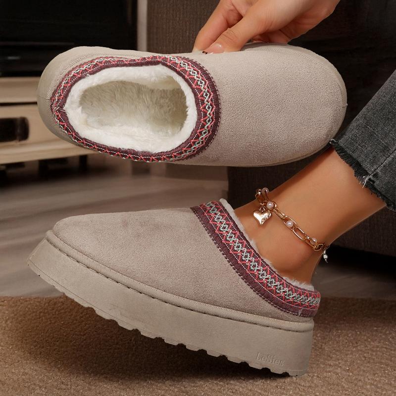Faux Leather Suede Countertop Fluffy Women's Slippers Comfortable Anti-slip Snow Boots Winter Outdoor Indoor Use Springfresh