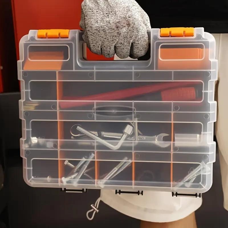 Double-Sided Handheld Plastic Tool Box, Electronic Component Organizer, Multi-Functional Parts Storage, PP Material, Flip-Top Design