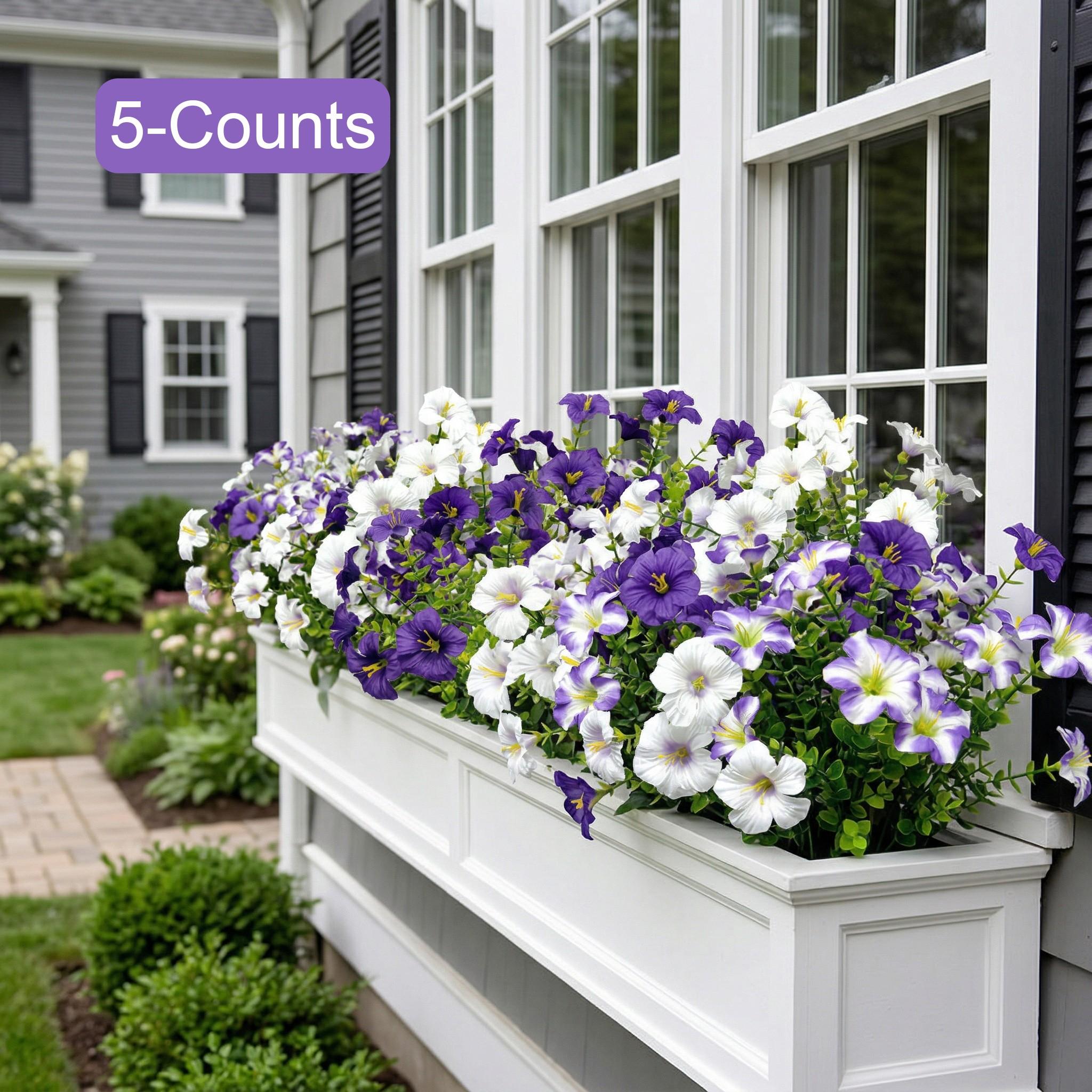 5 Counts Eucalyptus Bellflower Bouquet, UV Resistant No Water Care, Ideal for Floral Enthusiasts, Lawn Decor, Holiday Home Decoration