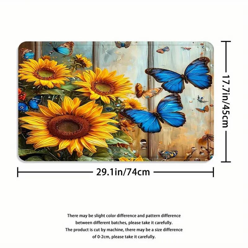 Sunflower Pattern Bathroom Decor Set, 4 Countsset Including Shower Curtain & Toilet U-shape Mat & Bathroom Mat & Toilet Lid Cover, Bathroom Decor Supplies, Bathroom Decoration Accessories