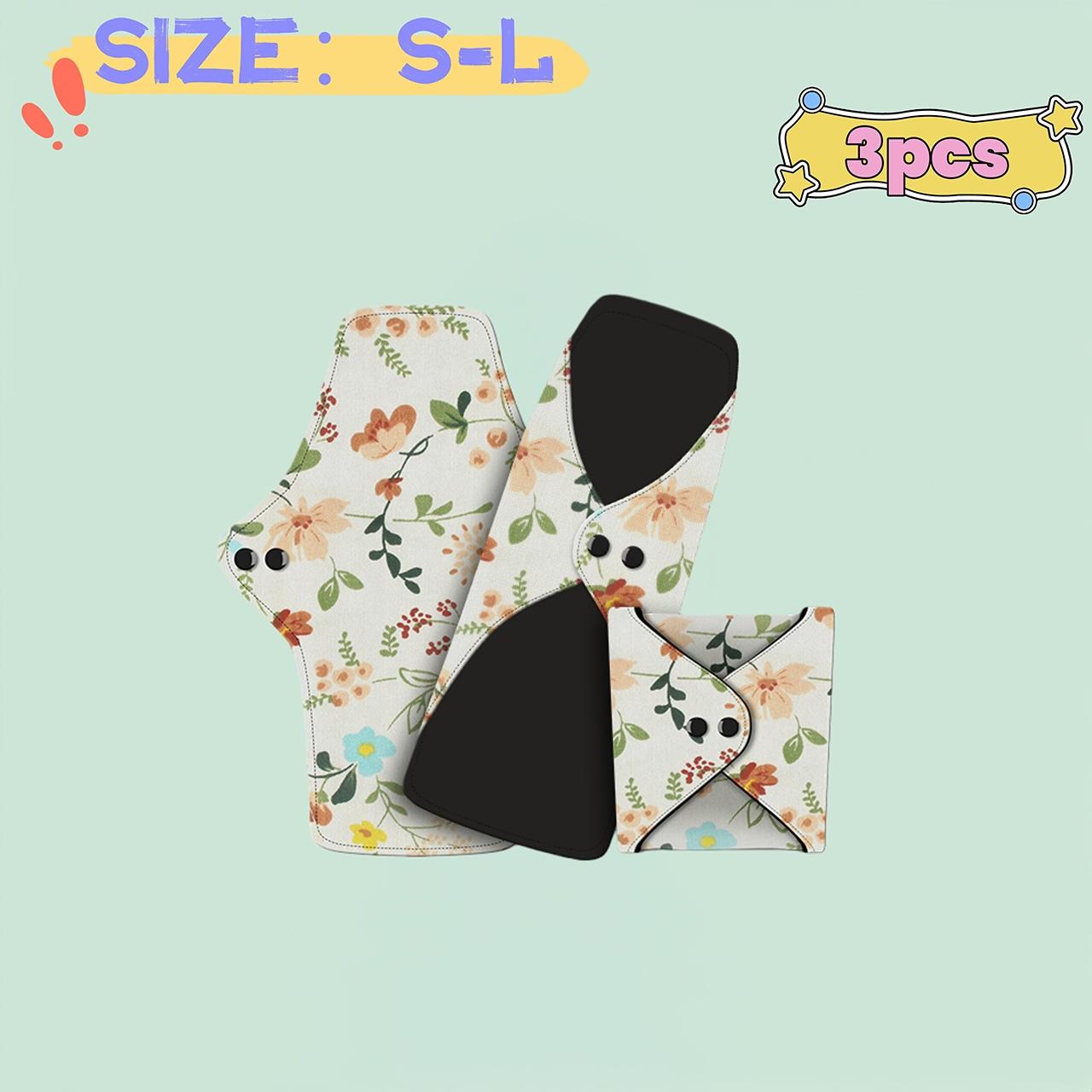 3pcs Reusable Pads Set, High Absorbency Leakproof Night & Day Use, Cotton Lining, Multiple Sizes, Postpartum Menstrual Incontinence Care