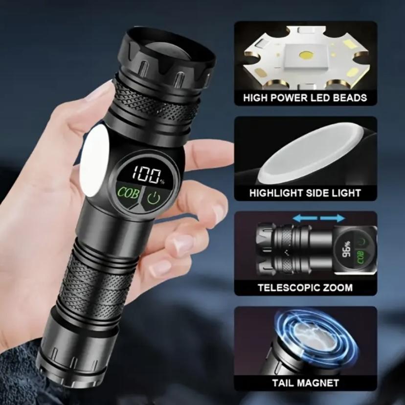 Rechargeable Pocket Flashlight, USB Rechargeable Flashlight, Five Modes LED High Lumen Light, Ultra Bright Lamp with Strap, Ideal for Emergencies, Camping, Hiking, Portable Flashlights