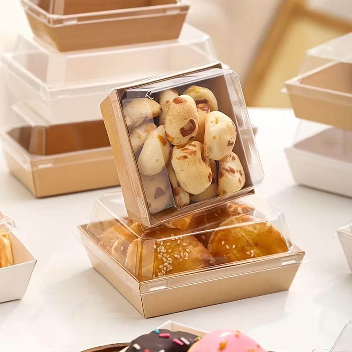 10/30/50pc transparent lid rectangular Premium cake box, disposable container, pastry container, takeout packaging box, Bakeware, suitable for sandwiches, desserts, pastries and light meals, especially suitable for festivals, parties