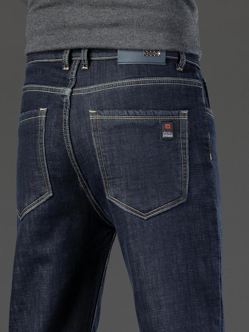 Men's Denim Jeans, Street Style Straight Leg Pants, Button Fly Closure, Slim Fit Design