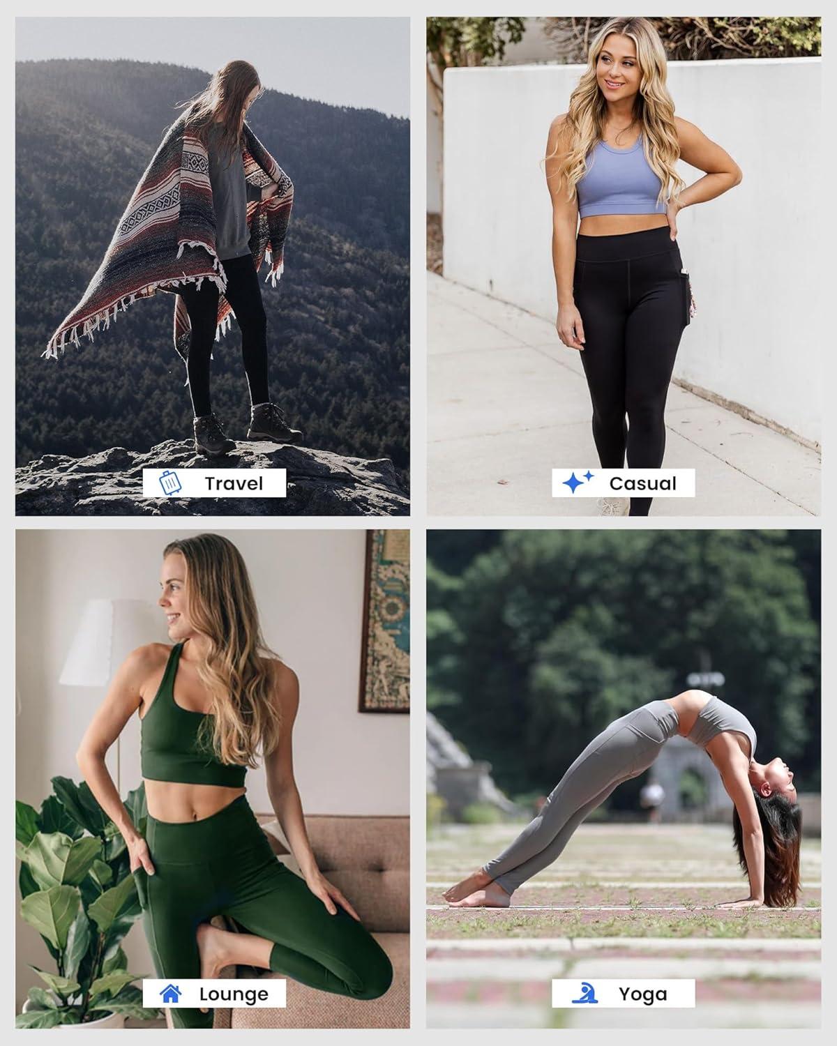 4-Pack Women's High Waist Yoga Pants with Pockets,baggy legging fit,grey leggings in the summer,Tummy Control Workout Running Yoga Leggings,shaping leggings,butt lifting legging SpringStatements