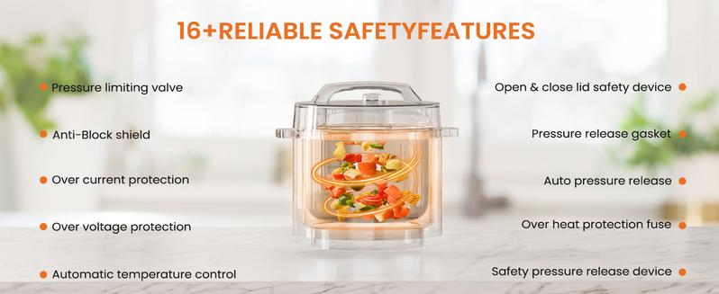 9 in 1 Electric Pressure Cooker 6 / 8 Quart, Steamer, Multi-Functional Smart Pot, Stainless Steel