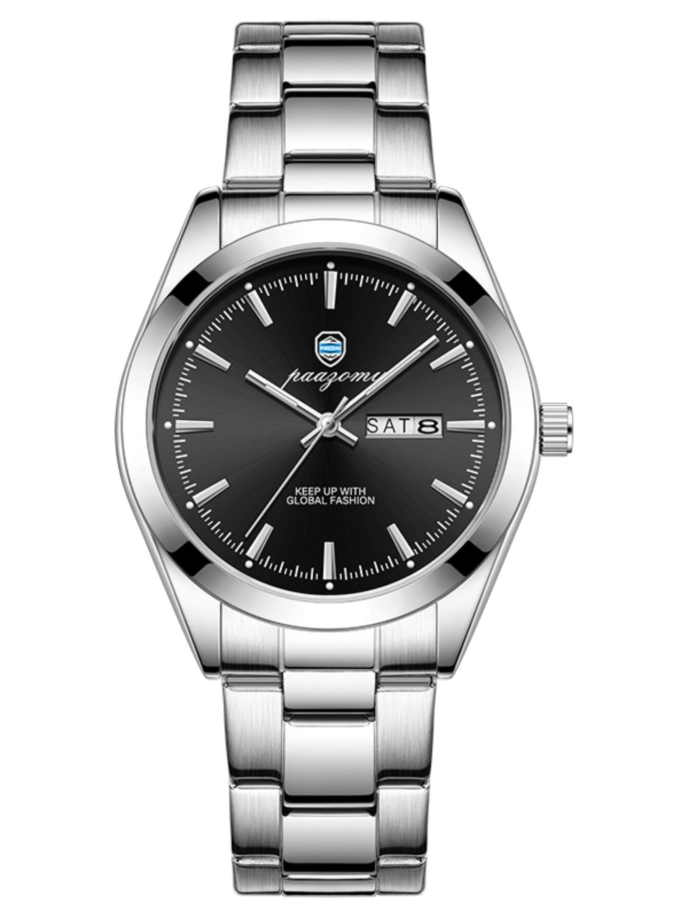 Paazomu Men's Business Watch, Stainless Steel, Interchangeable Straps, Ultra Thin, Japanese Quartz Movement, 1 Set, Men's Watch, Reloj Hombre