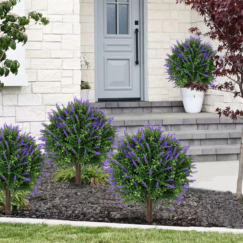 Artificial lavender spherical direct-pull artificial flower with ground nails, suitable for outdoor gardens, indoor potted plants, porches, artificial flowers, flower garlands, green plants, Artificial faux greenery, Artificial Flower Arrangements