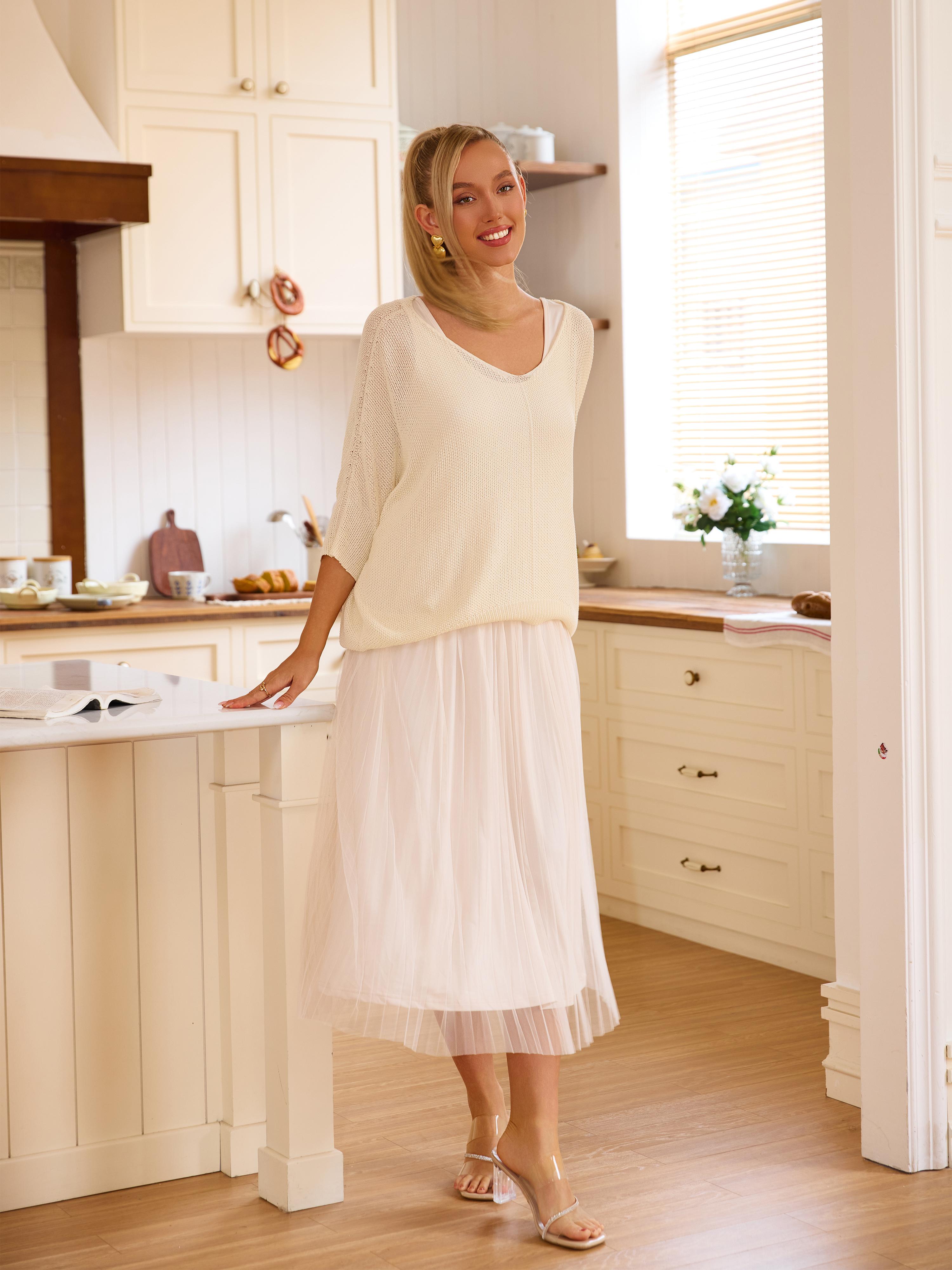 Joyfunear Women's Solid Color Knit Top & Dress Two piece Set Elegant Fashion Casual dress Set for Daily Outdoor Wear women Summer outfit