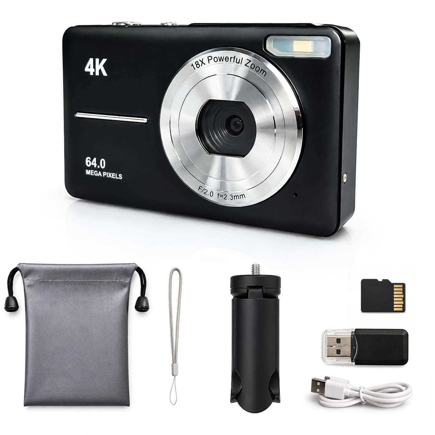 Fhd 1080P Digital Camera, SD Card Expansion Supported, 18x Digital Zoom, Portable Mini Camera for Teens Students, Gift Idea