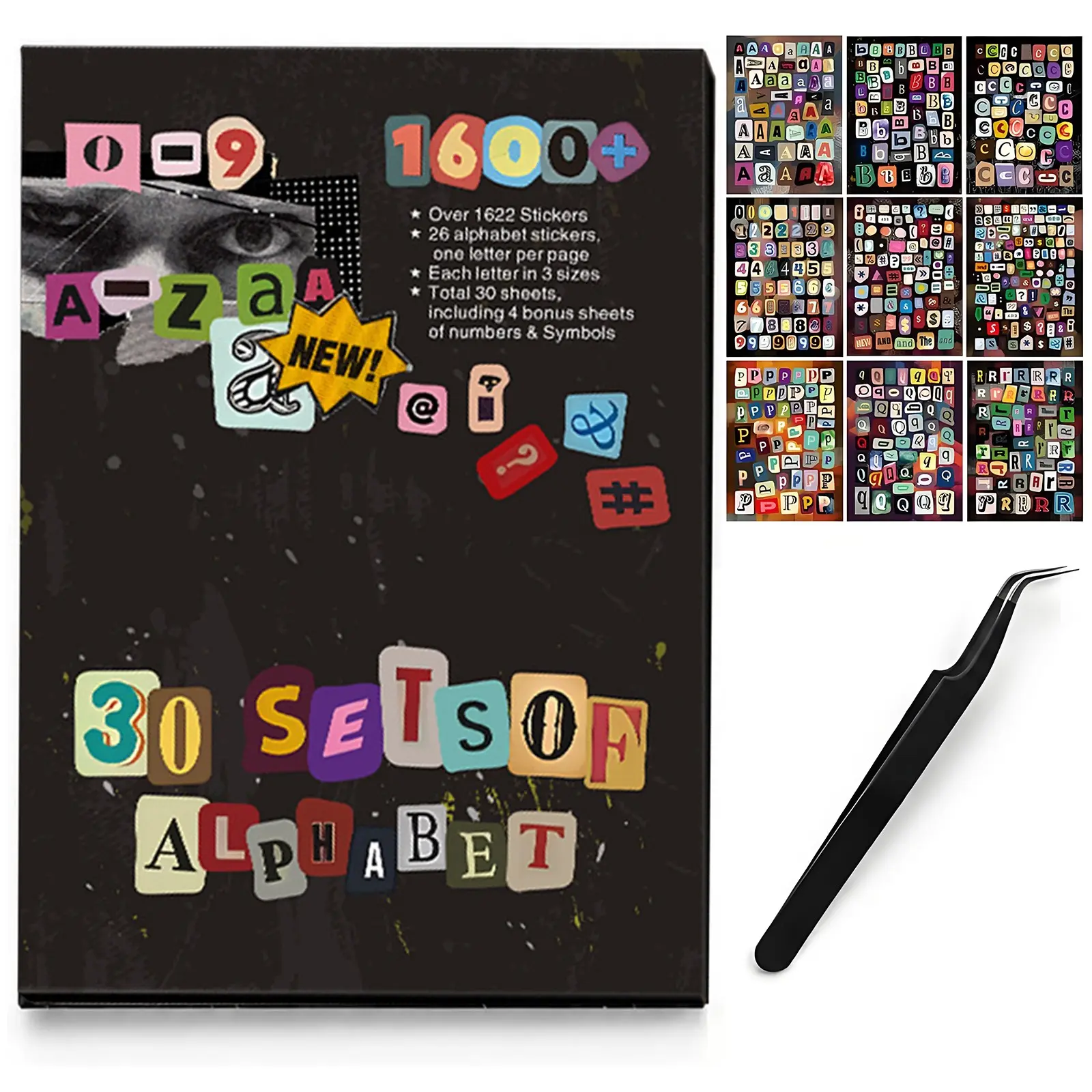 1600+ Pcs Vintage Letter Stickers Book for Scrapbooking DIY Crafts Notebook. Alphabet Sticker for Junk Journal, Scrapbook Stickers Self-Adhesive Stickers Ideal Decorative Gift for Teen Girls