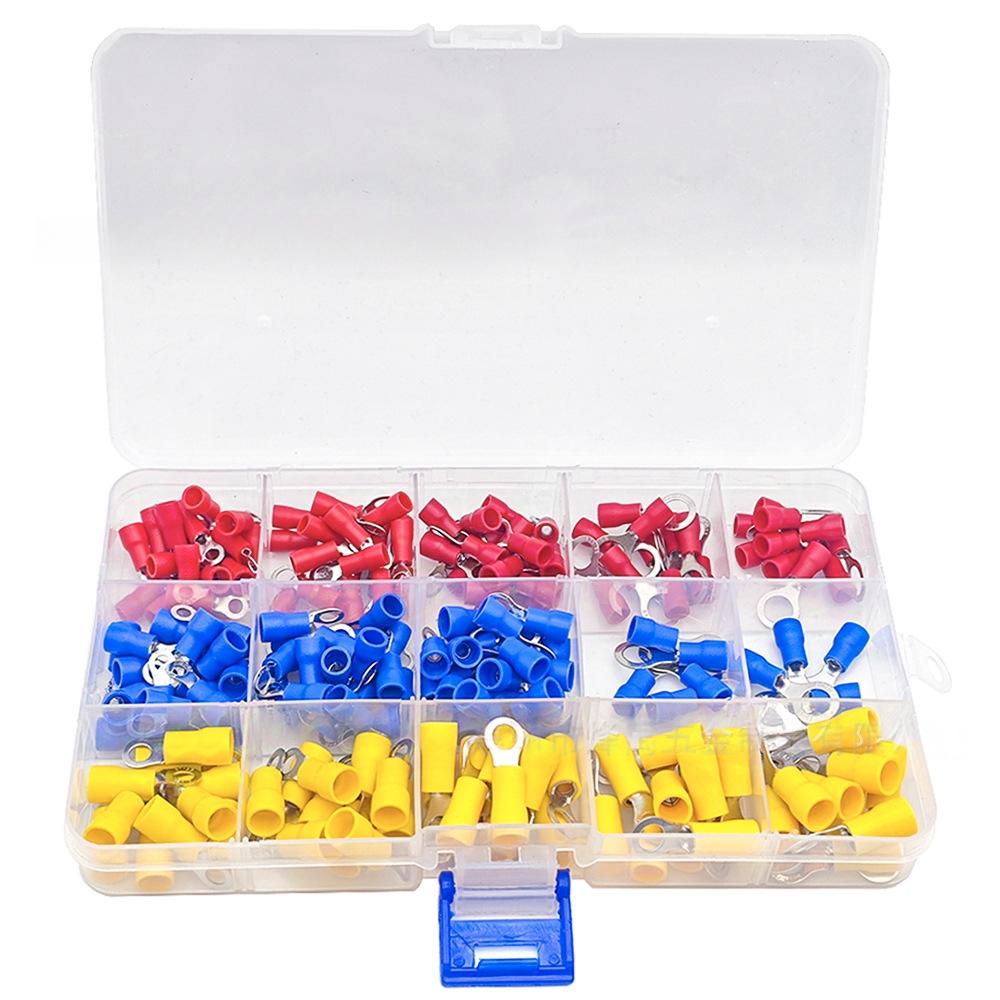 200pcs Wire Connector Kit, Male Female Insulated Terminals, Cold Press Terminal Ring, 22-10awg, Includes Crimping Tool