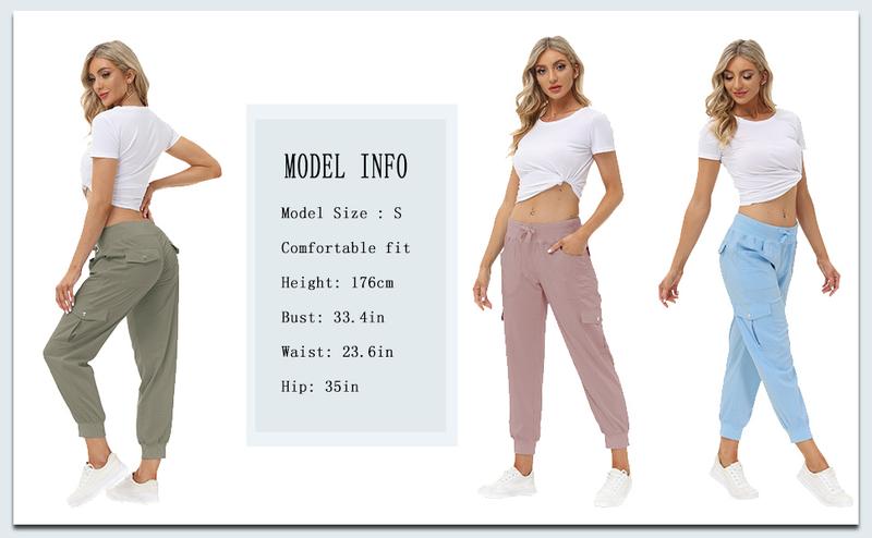 MoFiz PLUS SIZE Lightweight Hiking Cargo Pants Outdoor Quick Dry Casual Travel Sweatpants Joggers Elastic Waist 6 Pockets 4 Button Pockets Comfy Moms over 30 four season Basic XS-4XL