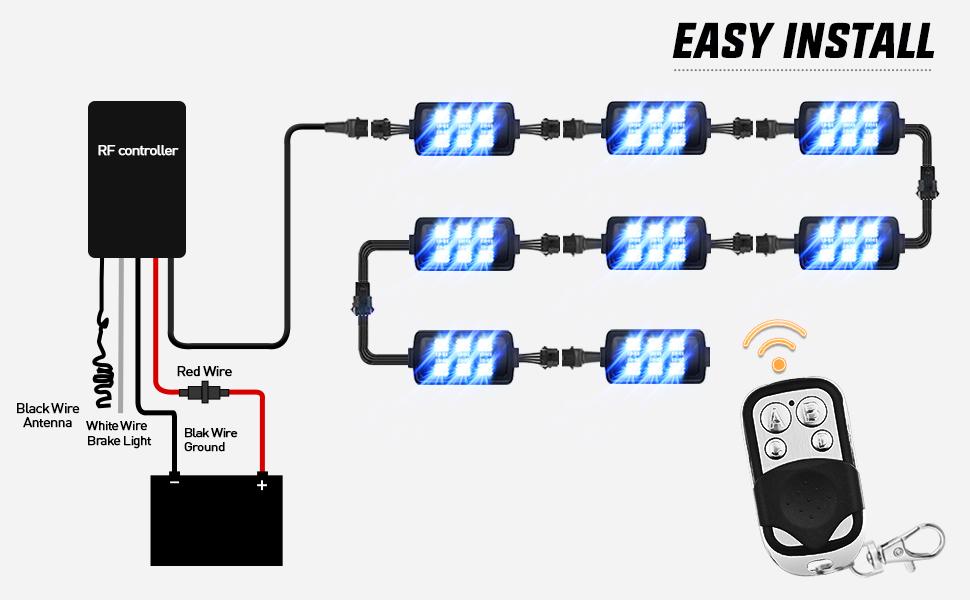 Nilight 8pcs Motorcycle RGB LED Strip Lights Kit Multi-Color Neon Waterproof Atmosphere Lights with RF Wireless Smart Remote Controllers for Harley Davidson Suzuki LED Car Sign   dealsforyoudays