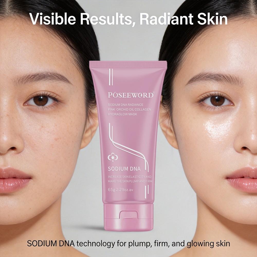 2 Pack Sodium Dna Radiance Orchid Oil Collagen Hydraglow Mask, Moisturizing Peel-Off Mask, Multi-Pack Liquid Form, No Allergen