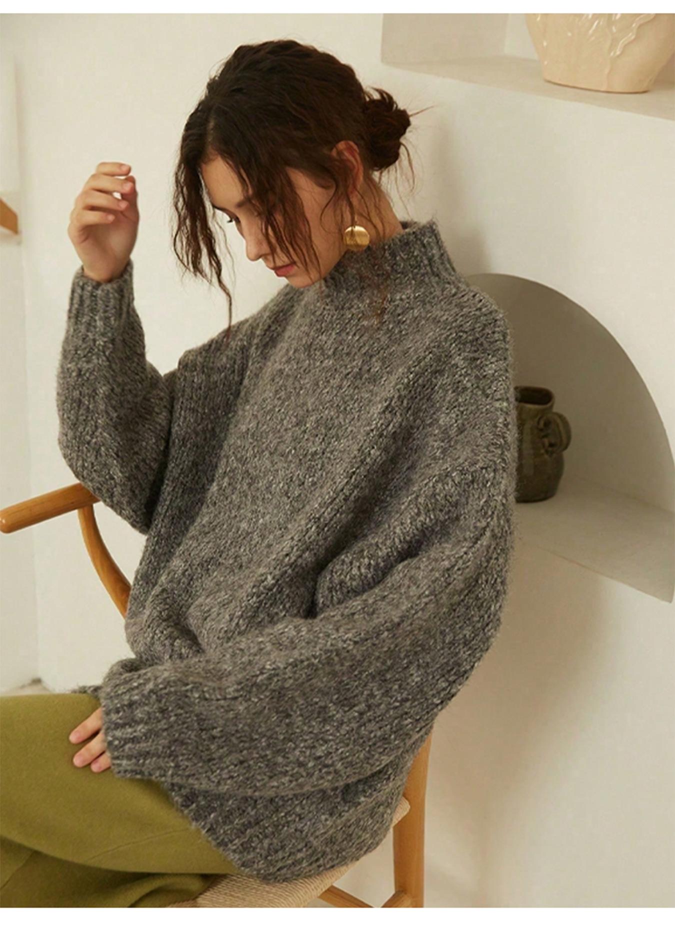 Women's Solid Drop Shoulder Knit Sweater, Casual Long Sleeve Jumper for Fall, Fashion Ladies' Knitwear for Daily Wear, Womenswear