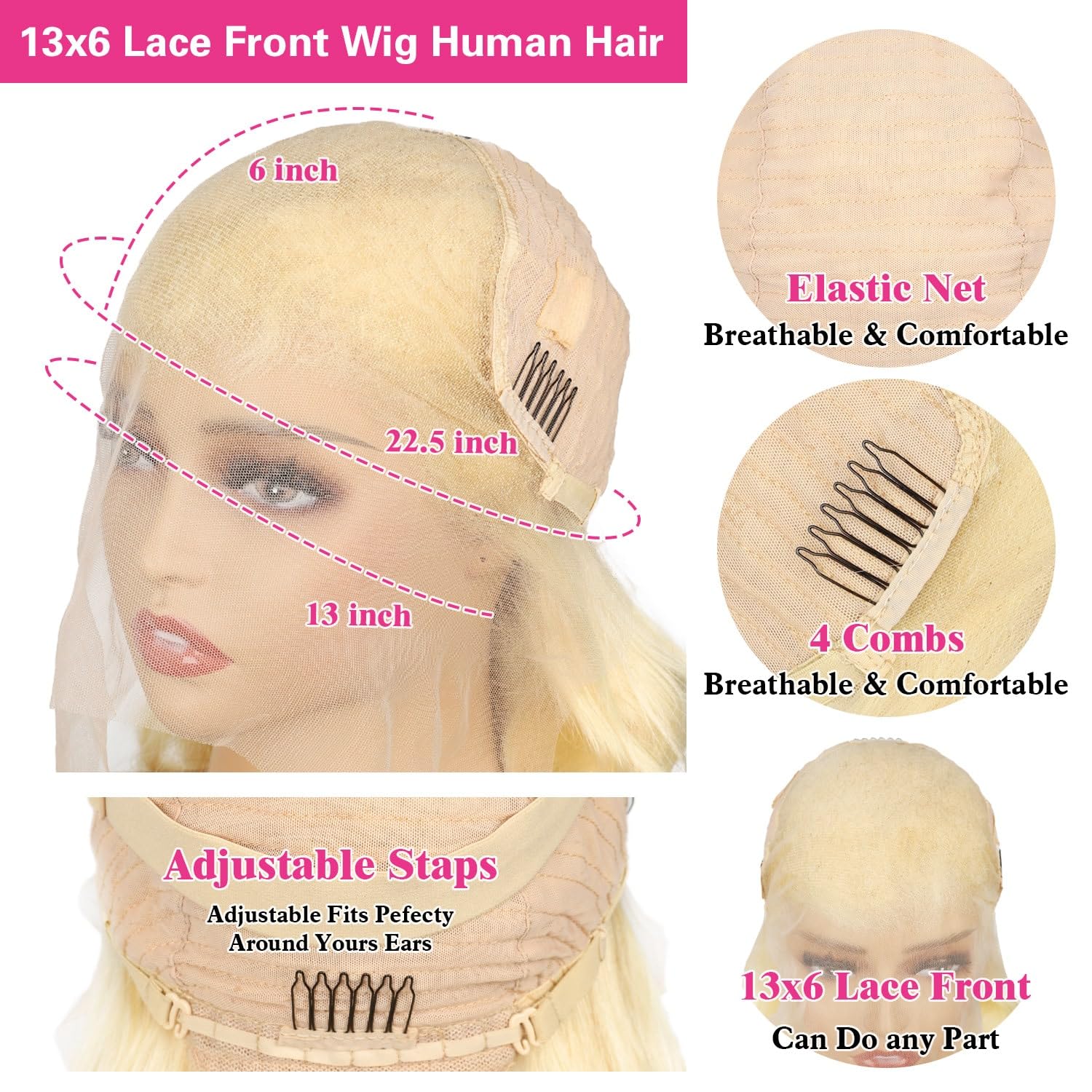 BB Face Blonde 613 Wigs Body Wave Lace Front Wigs 13x6 HD Lace Front Human Hair Wigs Pre Plucked HD Lace Wigs For Women 180 Density