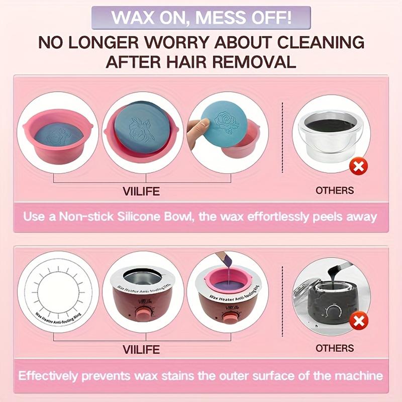 Viilife 6-Piece Hair Removal Wax Set Pink Wax Ball for Face Eyebrows Body Brazilian Lines 43 Accessories Home Salon Grade Hot Melt Wax Set - Cosmetic