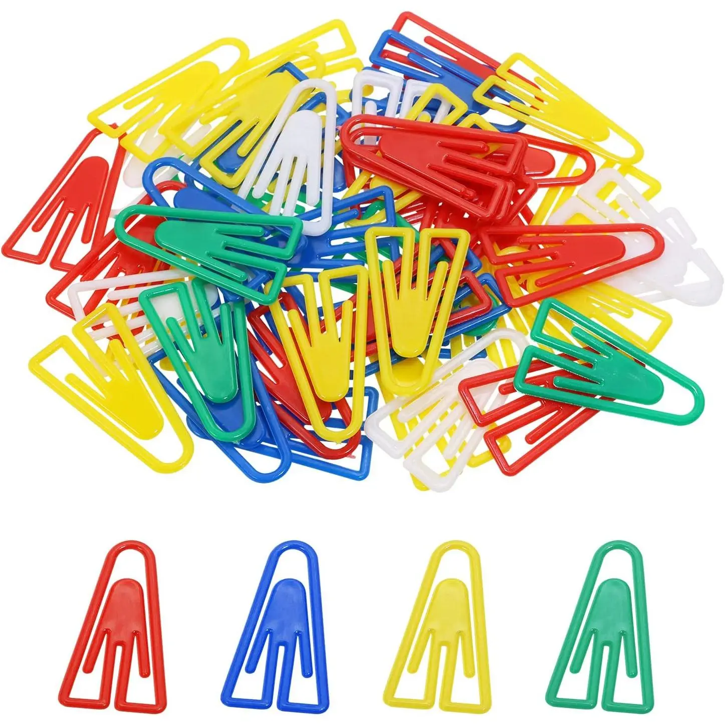 50 count Plastic Paper Clips Bookmarks Smooth Colored Paperclip Clamp for Scrapbooking Planners Notebook Travel Photos Documents Crafts Teachers School  Office Supplies (35mm, Triangle)