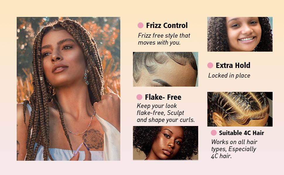 Smoothing Braid Gel for Perfect Braids, Locs, and Twists - High Shine, Frizz-Free, and Long-Lasting Hold Haircare Foam Moisture  Mousse Repair Salon