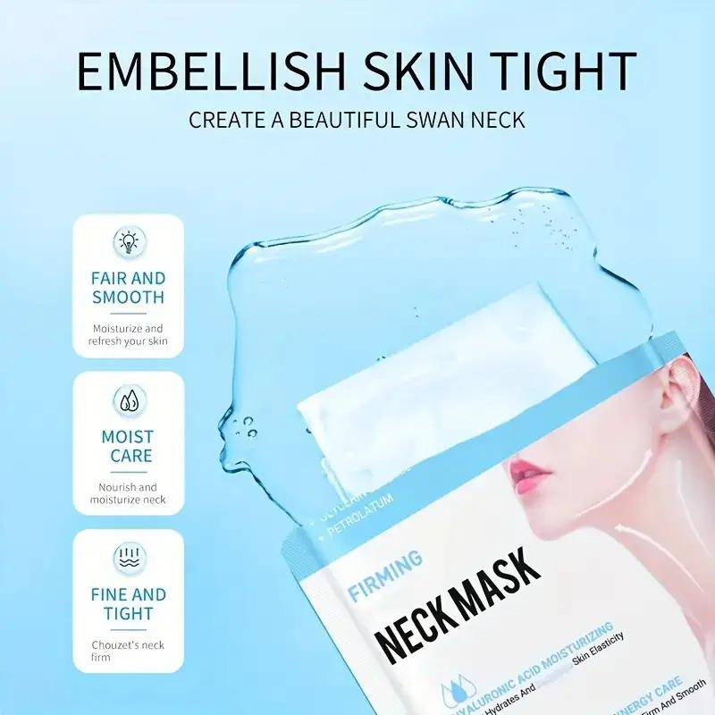 10pcs Sadoer Neck Masks with Glycerin & Hyaluronic Acid - Moisturizing Neck Care Sleek Packaging, Ideal Gift for Office Workers & Tech Users, Neck Mask for Face, Light Beige Hydration, Skincare Routine Hydrating Skincare, Skincare Enthusiasts,