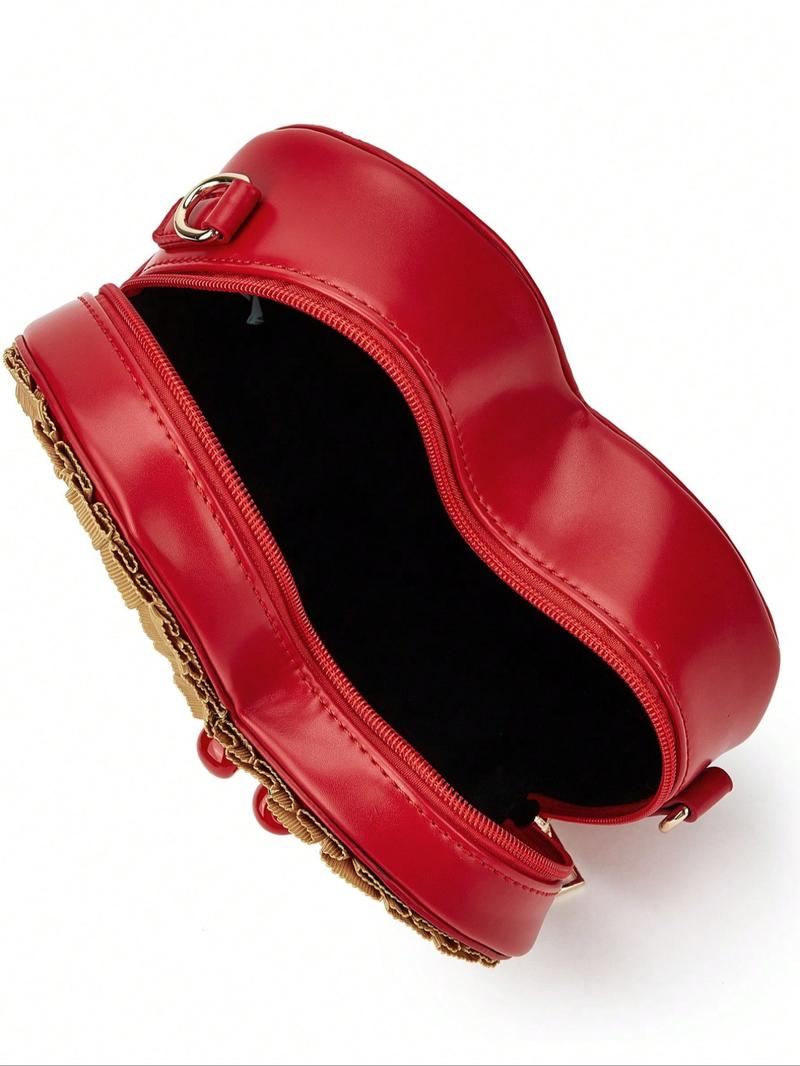 Cute Heart-Shaped Women's Shoulder Bag, Stylish Crossbody Bag for Teens, Girls Small Purse,Fashionable Handbag, Thanksgiving Birthday Gift, Party Clutch, Crossbody Purses