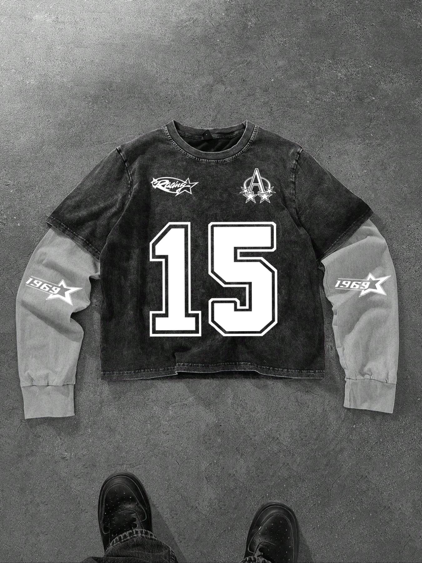 Unisex Fall Winter Patchwork Fitted Short Sleeve T-Shirt, Street Style Y2K Fashion, Perfect for Casual