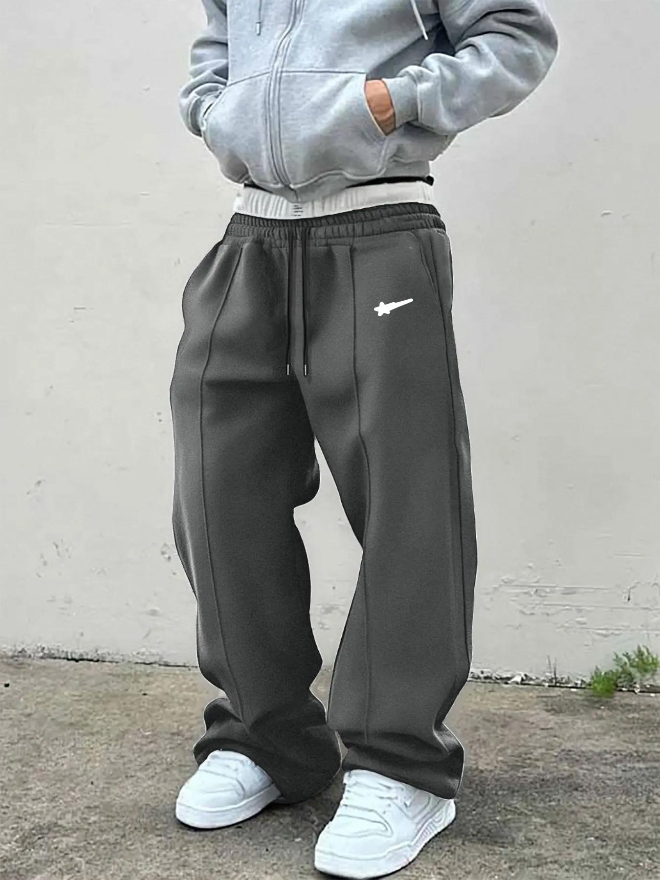Men's Solid Color Drawstring Waist Sweatpants, Loose Casual Comfy Jogger Pants for Daily Wear, Woven Bottoms for Summer