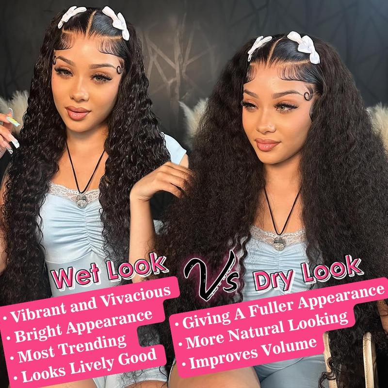 Bling Hair 12-36 Inch Kinky Curly Lace Front Wigs Human Hair 180 Density 13x6 HD Transparent Water Wave Lace Front Wigs Human Hair Pre Plucked for Women