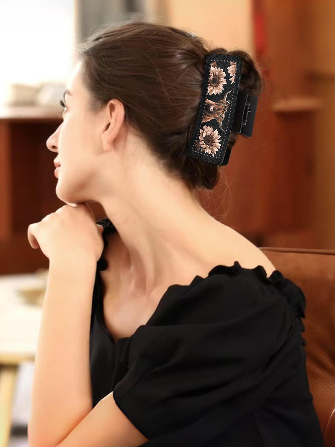 Western Cowboy Style Cute Animal Pattern Hair Claws, Fashionable Hair Accessories for Women & Girls, Casual Versatile Hair Accessories for Daily Wear, Hair Clip Set