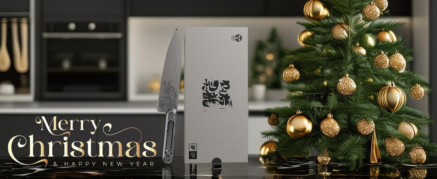 「 Luxury Gift 」ZDF-905 Powder Steel Chef Knife 8 Inch, Ultra Sharp Japanese Kitchen Knife, Full Tang Professional Chef Knife with Dragon Engraving, Interchangeable Handles，Purism Series Outdoorfun