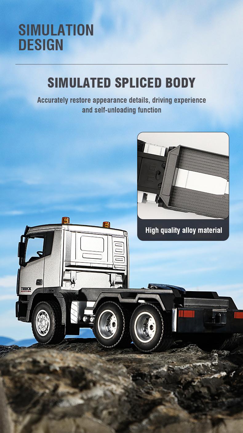 Remote Control Semi Truck & Excavator Set, 2.4Ghz Remote Control Toys, Semi-Trailer Engineering Tractor With Sound and Lights, Construction Vehicles for Boys