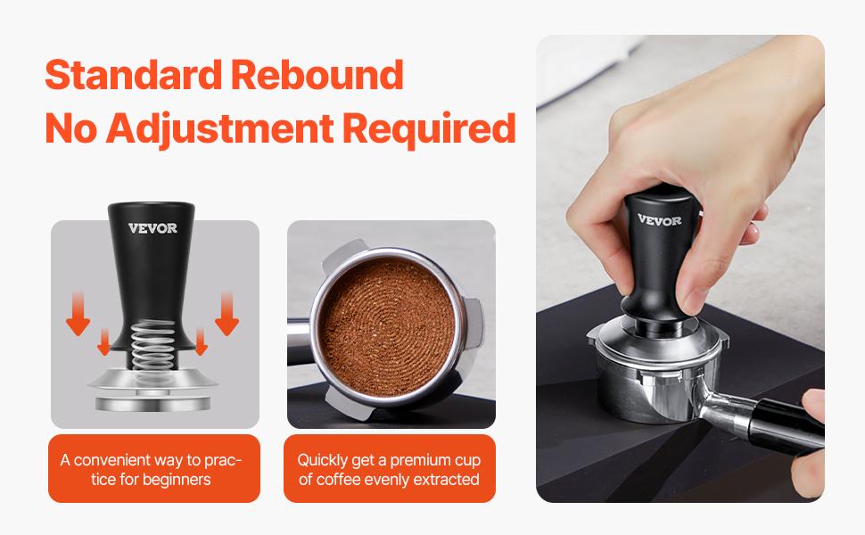 VEVOR Espresso Tamper 51mm, Spring Loaded Coffee Tamper, 30 lbs Tamper Tool Espresso, Stainless Tamper with Non-Slip Grip