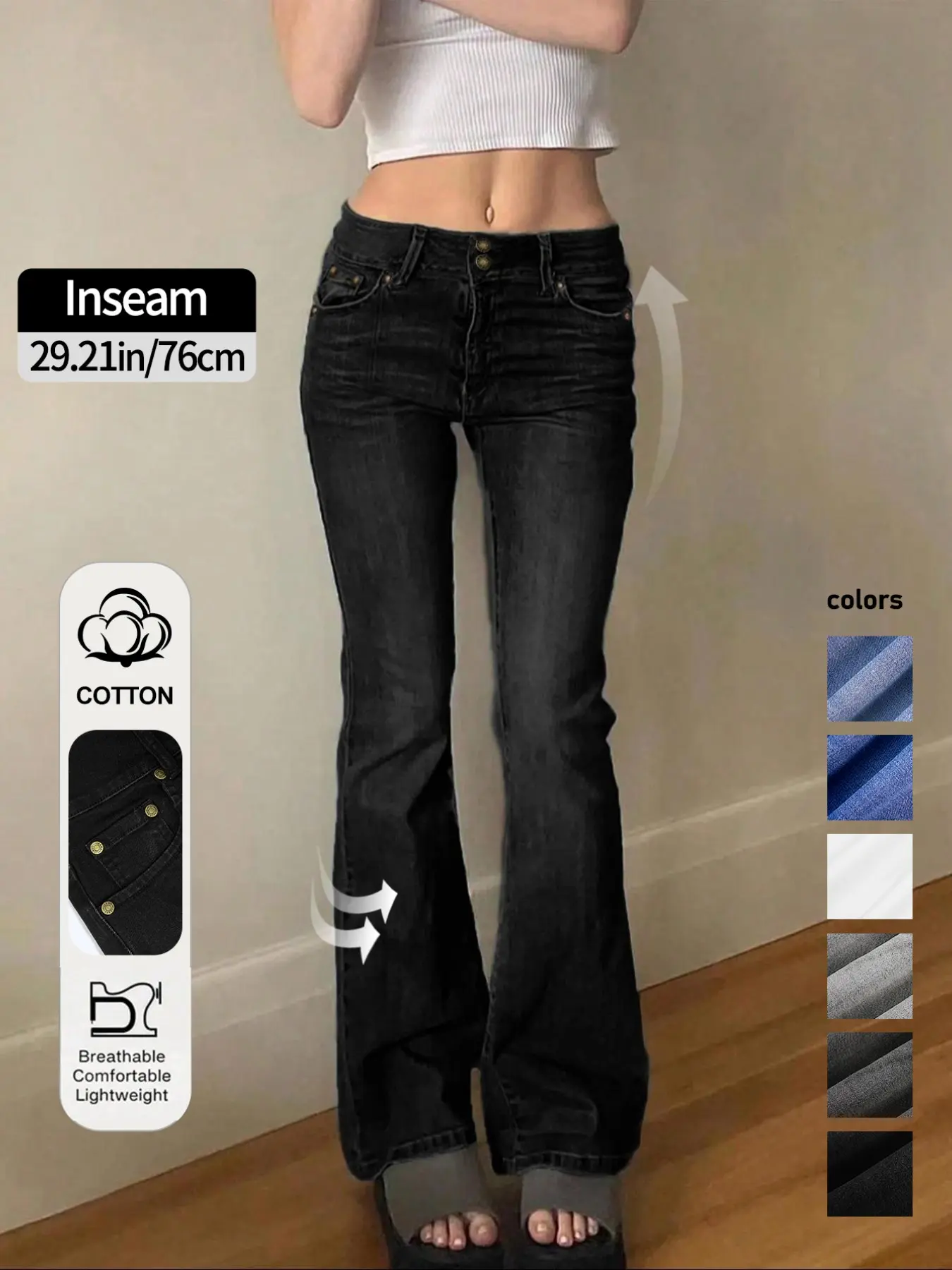 NVFelix Women Low Rise Flare Fashion Denim Jeans Y2K Baggy Bootcut Wide Leg Stretch Denim Basic Casual Pants for 2000s Streetwear Denim Clothing