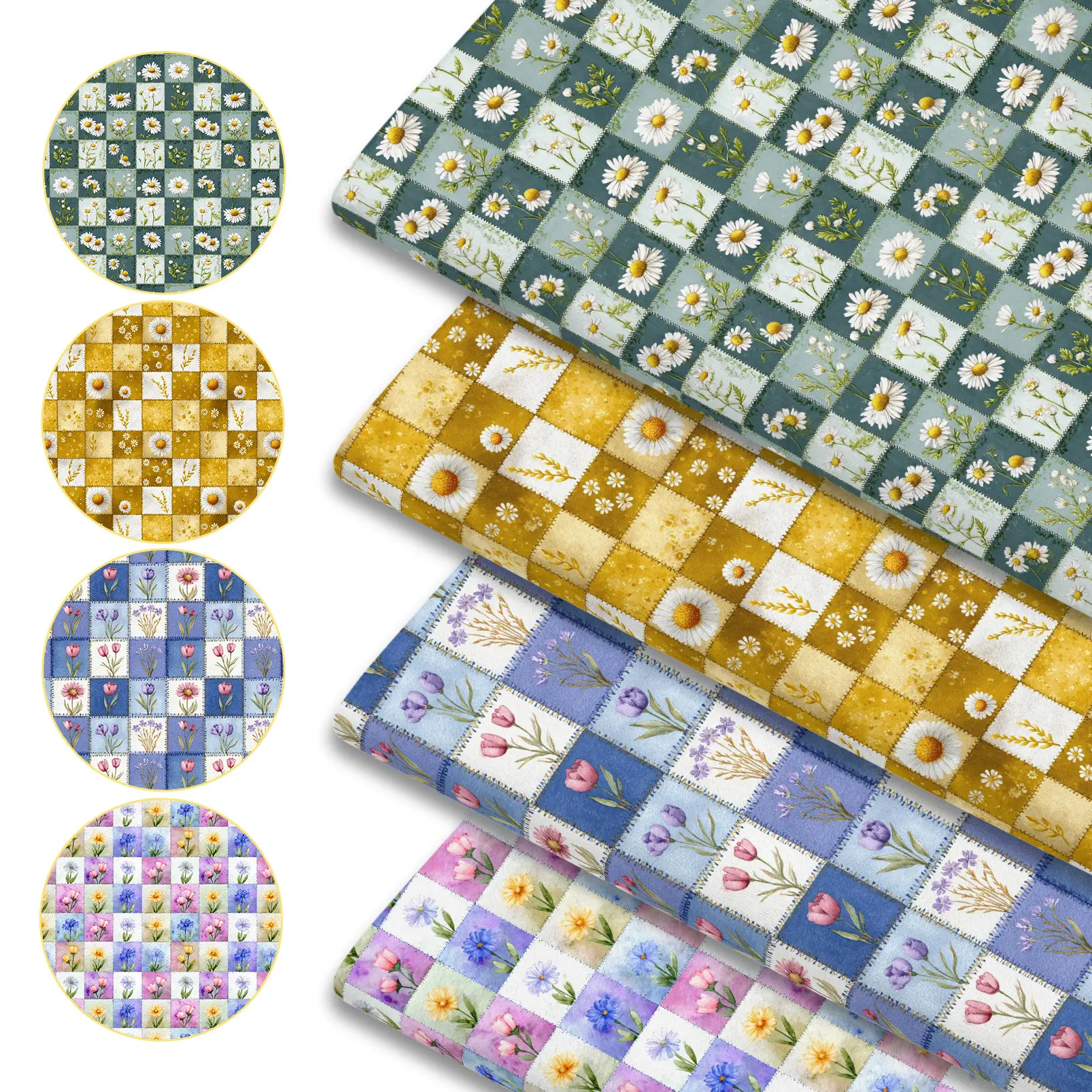 1pc Cottagecore Wildflower Print Fabric 50x150cm - Vintage Farmhouse Floral Cotton Cloth Sheet for DIY Sewing, Patchwork Quilting, Scrunchies & Tote Bags