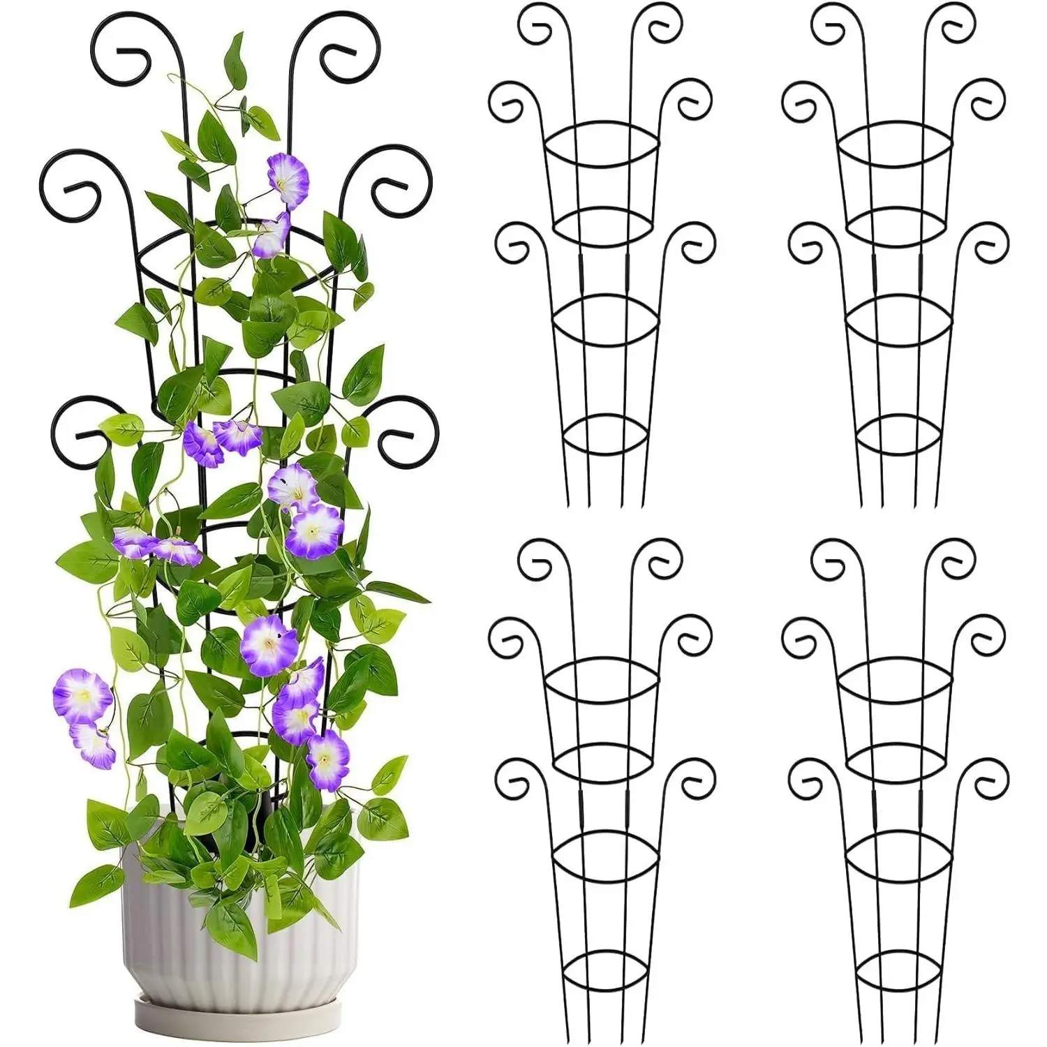 4 Pack 30 Inch Tall Metal Plant Trellis for Climbing Plants Indoor - Rustproof Garden Trellis for Potted Houseplants, Sturdy Support for Ivy, Pothos, Monstera, Hoya & Flower Vines