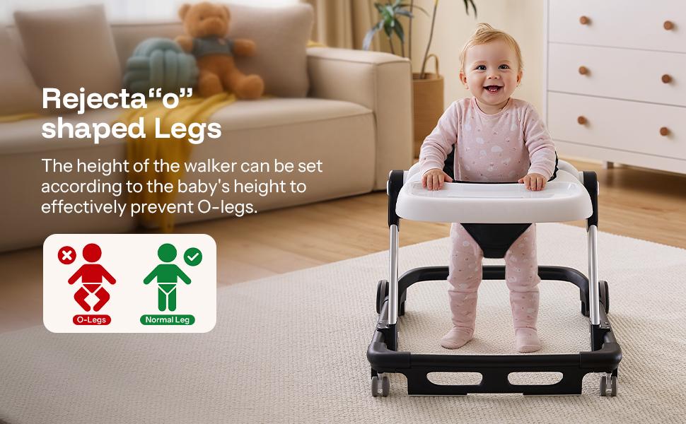 HARPPA Paddlo Lite | Adjustable Infant Toddler Baby Walker, andador Foldable Baby Walker with Wheels & Dining Plate, For 6-18 Months Babies, Baby Items Essential