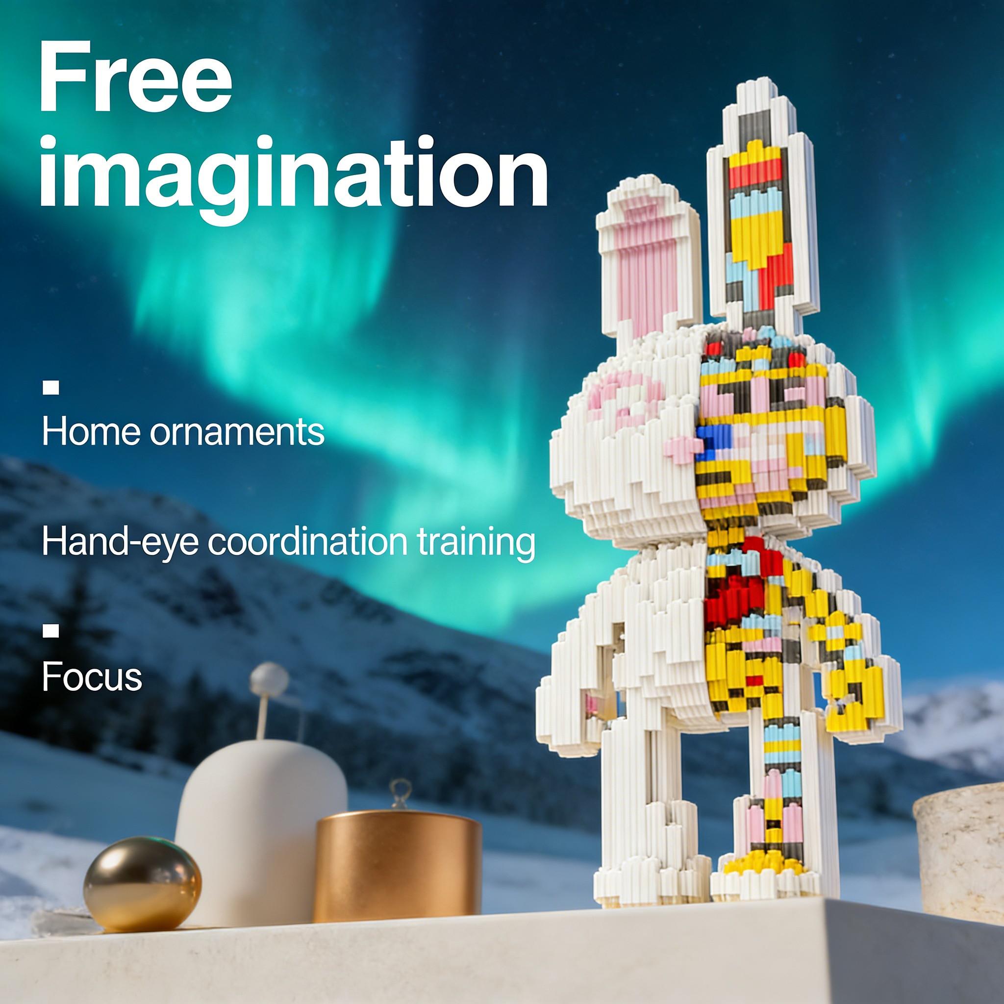 Creative Bunny Pattern Diecast Toy Model, 1451pcs, Original Authentic, New 2026 Size, Gift Idea, DIY Craft, Home Decor