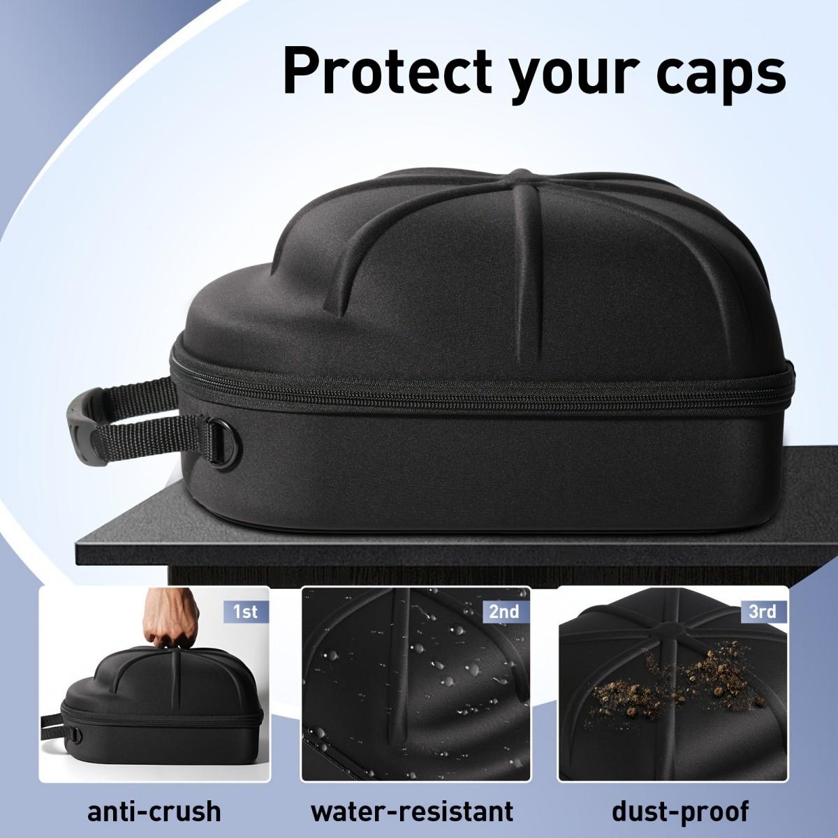 Durable Hard Shell Hat Storage Box, Baseball Cap Organizer Bag with Handle, Space Saving Bag, Travel Home Outdoor Use, Anti-Drop Design