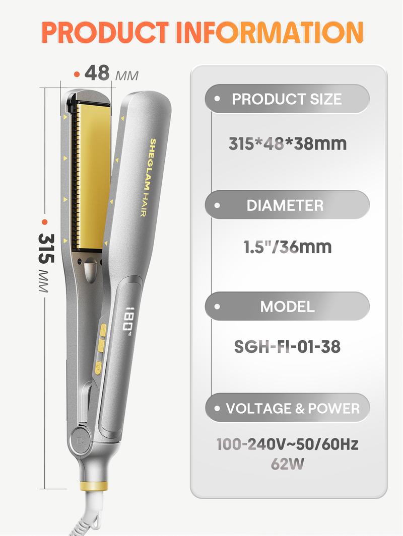 【BOGO SALE】SHEGLAM HAIR Sleek Chic Wide Glide Straightener 1.5 inch/36mm