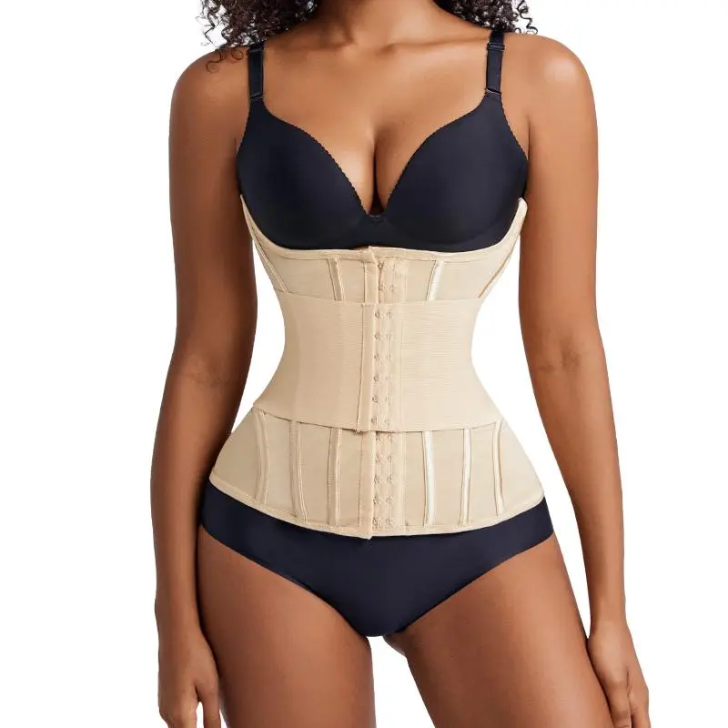 Double layered compression + built-in steel bones for powerful tummy control