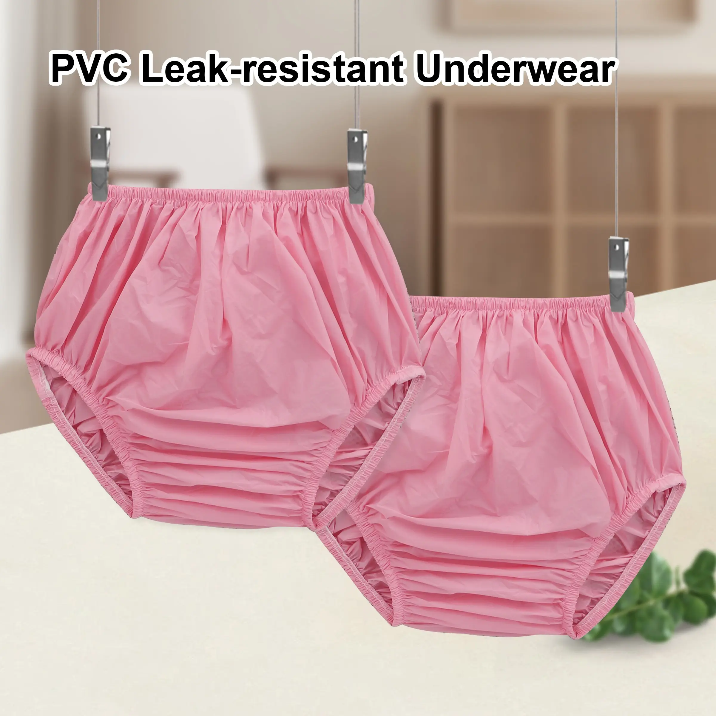Light 2-Pack PVC Leak-Proof Incontinence Underwear, Soft and Comfortable, Reusable, Pair with Absorbent Pants for Best Leak Protection