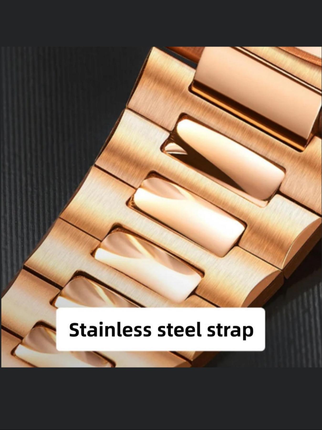 Luxury Men's Elegant Square Dial Luminous Waterproof Stainless Steel Watch with Calendar, High-Quality Quartz Analog Business Watch, Fashion Wristwatch, Stylish Watch, Perfect Gift