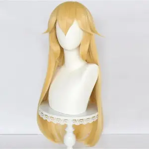 WHIMSICAL W Synthetic Hair 30 Inch Long Blonde Straight Princess Peach Cosplay Wig for Women Halloween Party Wigs