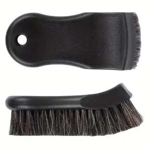 1pc Premium Horsehair Cleaning Brush - Dual-Head Design for Car Interiors, Boots, Carpets & Synthetic Synthetic - Durable Handle with Soft Bristles, Ergonomic Grip for Gentle Detailing, Car Cleaning Accessories, Ergonomic Handle, Soft Bristle Brush