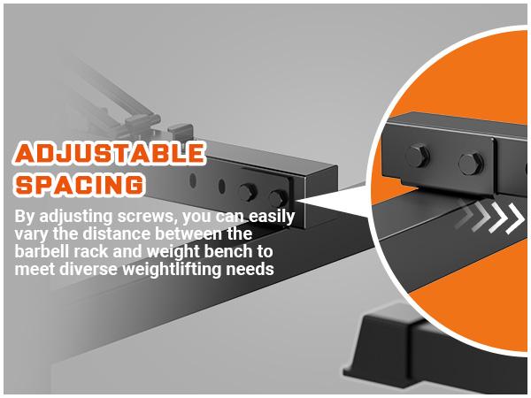 Hapsor Adjustable Weight Bench Set - Multi-Functional Press Rack with Squat Stand, Home Gym Olympic Weight Bench, Removable Foot Catch, Dumbbell Storage, Supports 770LBS, Bold Orange & Black Workout Equipment - Springtok