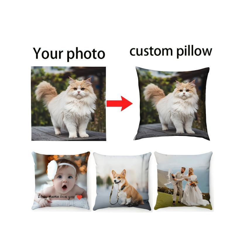 1pc Customized Double-Sided Pillowcase | Soft Square Cushion with Zipper Closure, Machine Washable, Upload Your Own Photo Text, Ideal for Home Decor, Gifts, Birthdays, Anniversaries, Sizes 14x14, 16x16, 18x18, 20x20 Inch